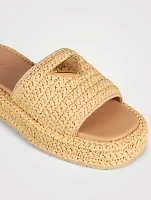 Raffia Flatform Slide Sandals