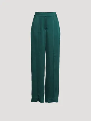 Kyra Wide-Leg Satin Trousers