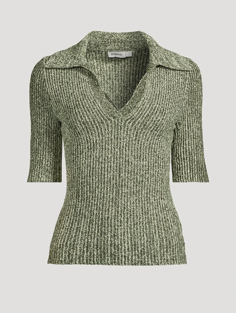 Gracey Metallic Polo Sweater