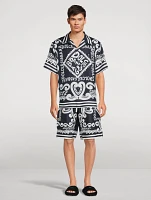 Silk Short-Sleeve Shirt Marina Print