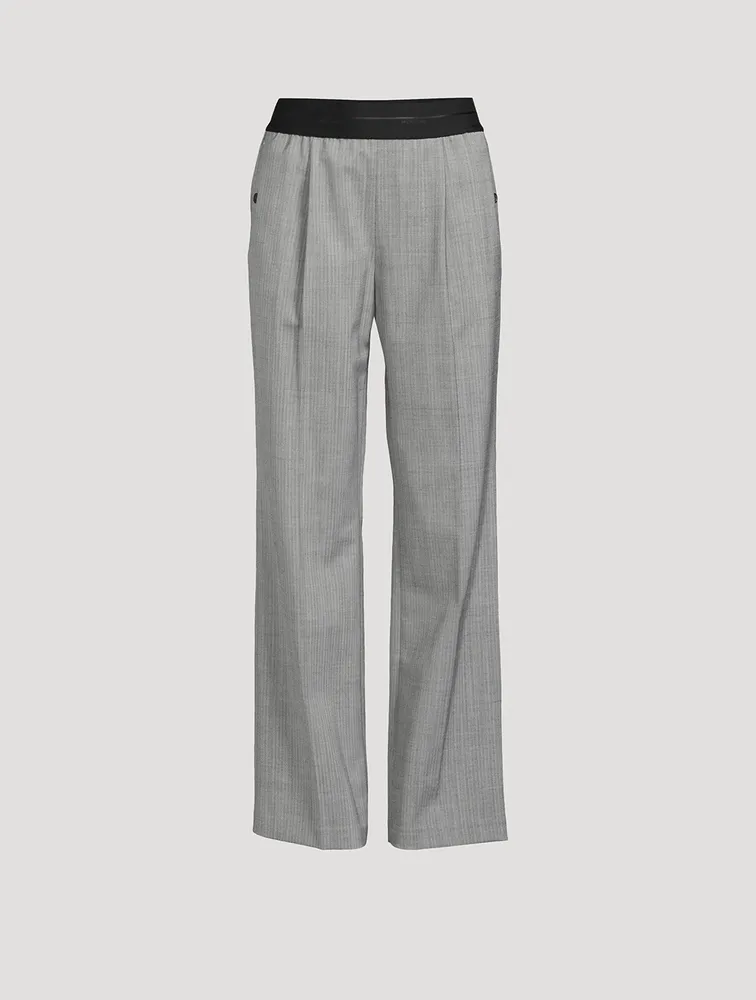 Herringbone Straight-Leg Trousers