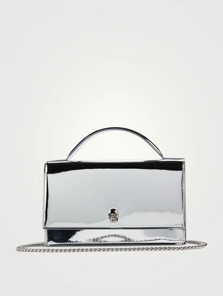Medium Skull Metallic Top Handle Bag