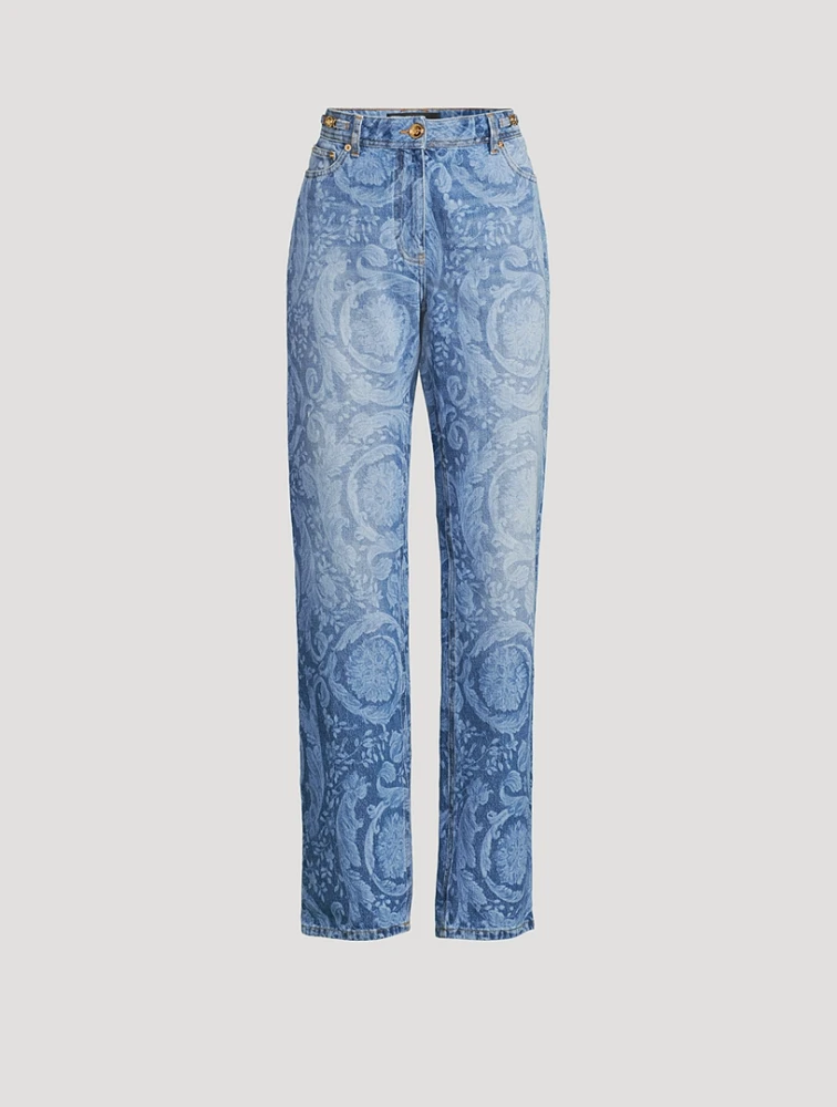 Straight-Leg Jeans Barocco Print
