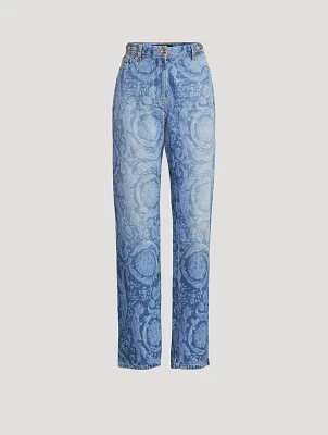 Straight-Leg Jeans Barocco Print