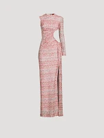 Ruched One-Sleeve Maxi Dress