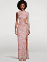 Ruched One-Sleeve Maxi Dress