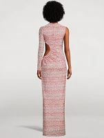 Ruched One-Sleeve Maxi Dress
