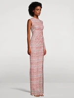 Ruched One-Sleeve Maxi Dress