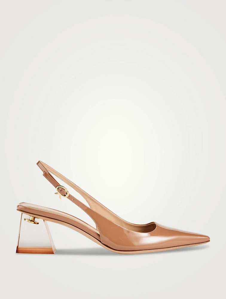 Plexi Patent Slingback Pumps