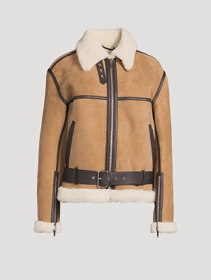 Shearling Suede Aviator Jacket