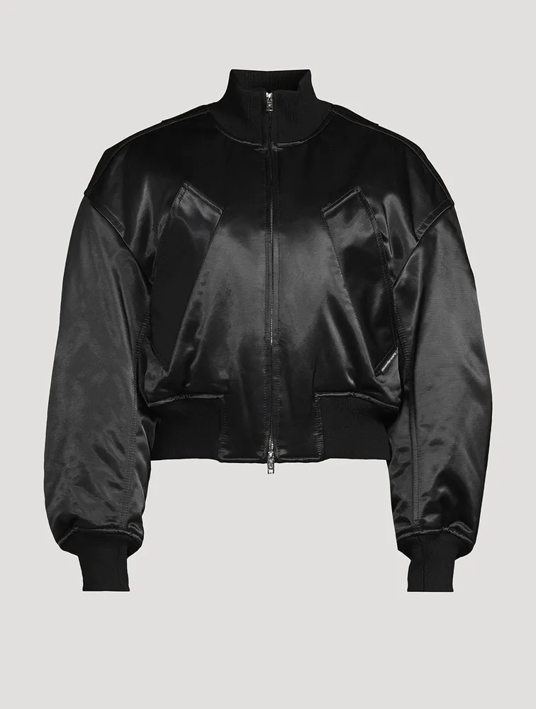 Cropped Satin Bomber Jacket