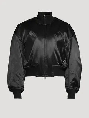 Cropped Satin Bomber Jacket