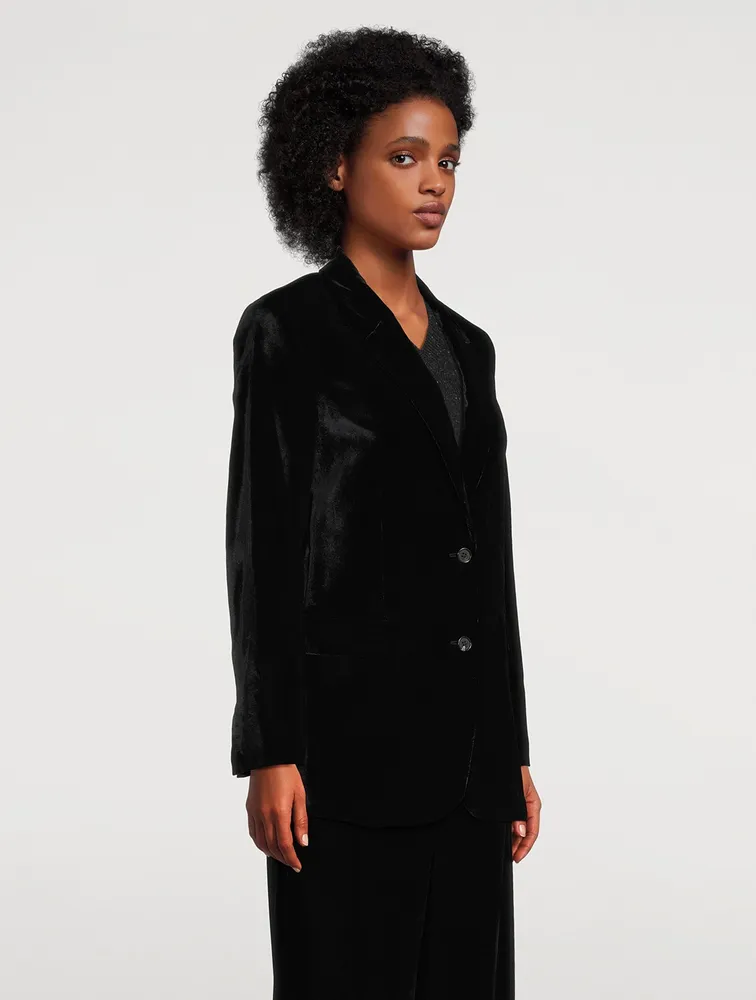 Stretch Velvet Slim Blazer