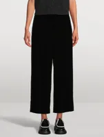 Stretch Velvet Straight-Leg Trousers