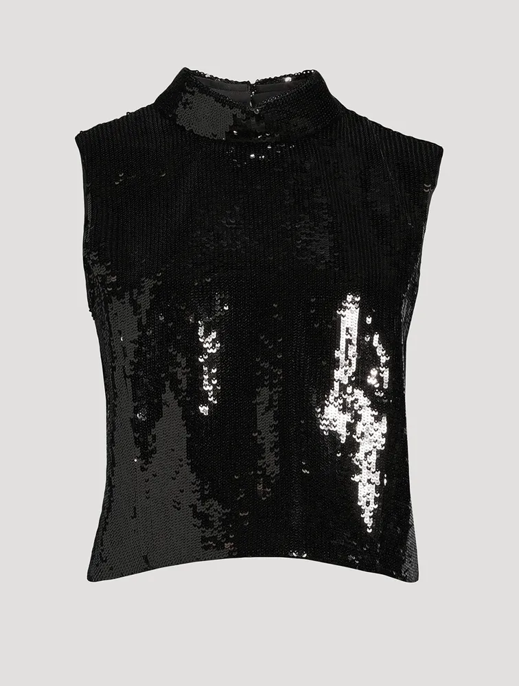 Recycled Sequin Mockneck Top