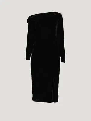 Off-The-Shoulder Velvet Midi Dress