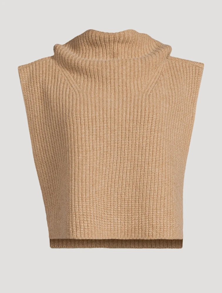 Wool Ribbed Bib With Hood