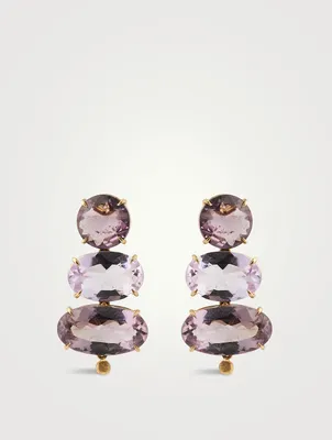 18K Gold Drop Earrings With Amethyst