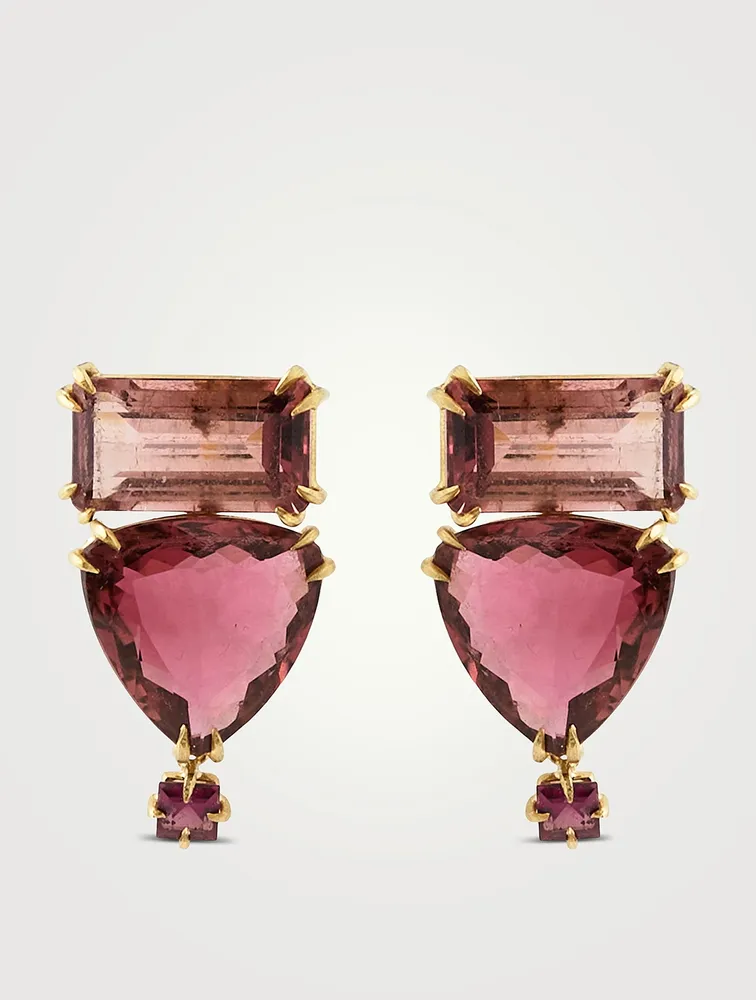 18K Gold Earrings With Pink Tourmaline