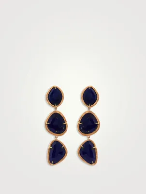 18K Gold Drop Earrings With Lapis Lazuli