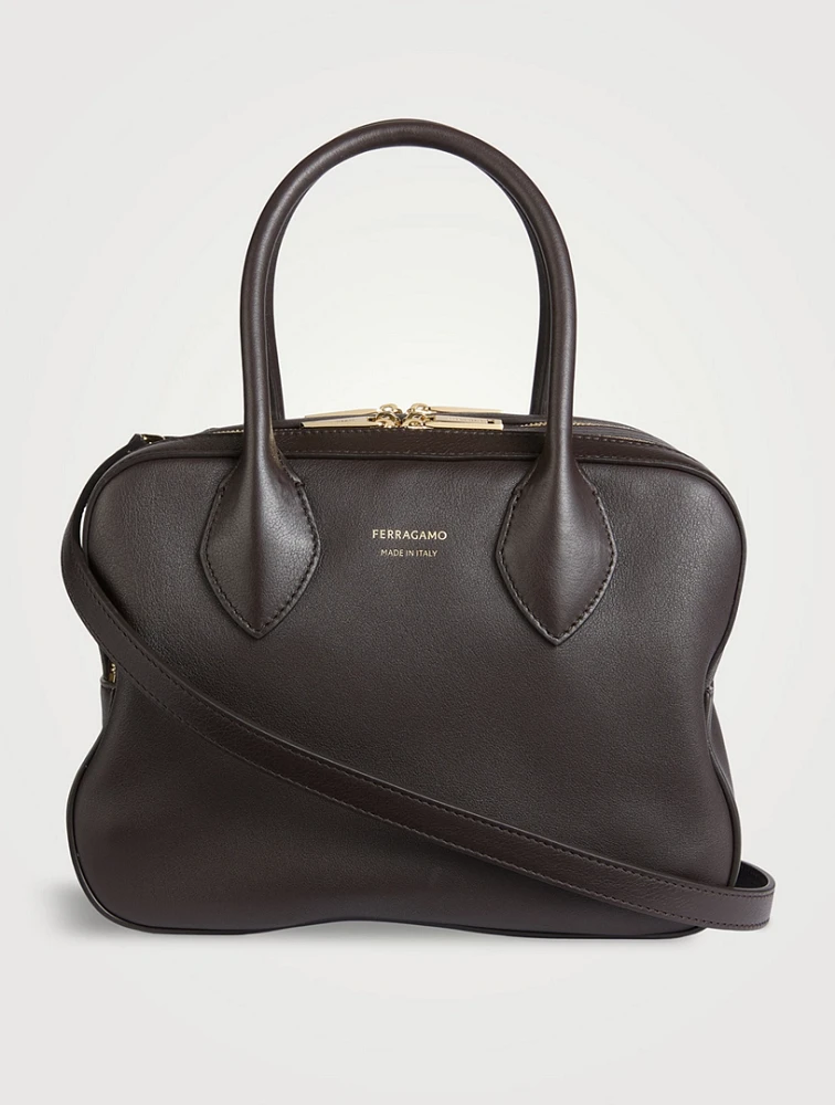 Small Star Leather Top Handle Bag