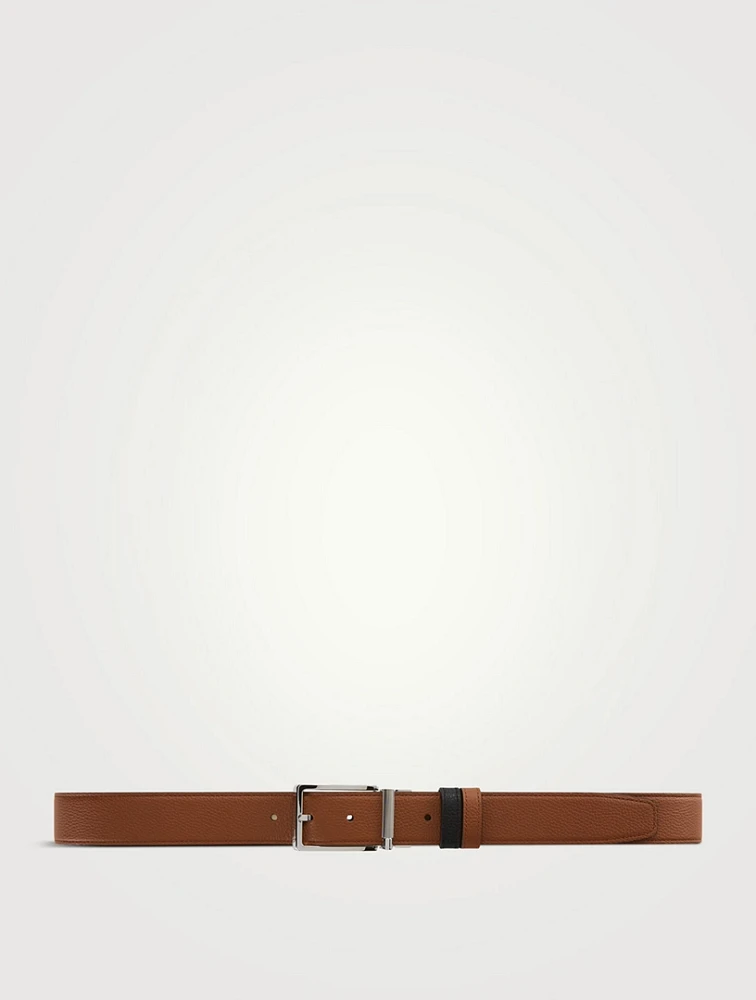 Textured Leather Reversible Belt