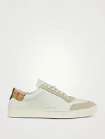 Leather And Check Cotton Sneakers