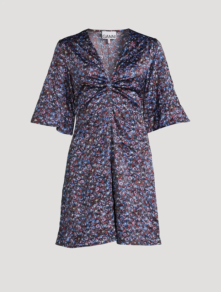 Satin Mini Dress Floral Print