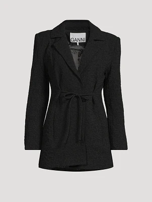 Textured Drawstring Blazer