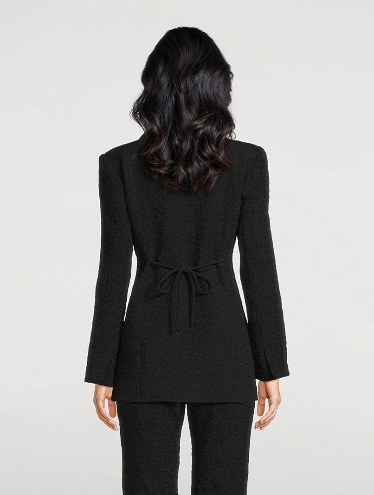 Textured Drawstring Blazer
