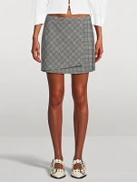 Wrap Mini Skirt Check Mix Print