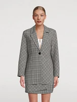 Single-Breasted Blazer Check Mix Print