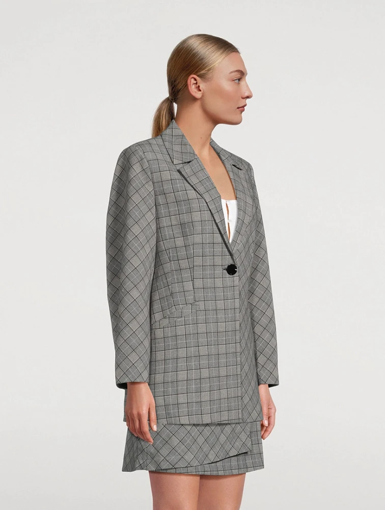 Single-Breasted Blazer Check Mix Print