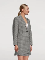 Single-Breasted Blazer Check Mix Print