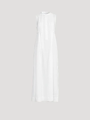 Lucca Organic Linen Pleat Front Long Dress