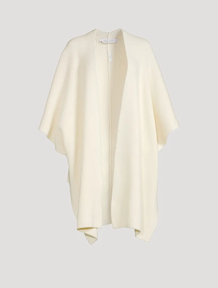 Wool-Blend Ribbed Knit Poncho