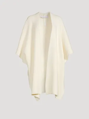 Wool-Blend Ribbed Knit Poncho