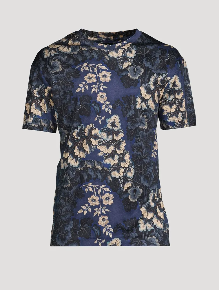 Silk T-Shirt Leaf Print