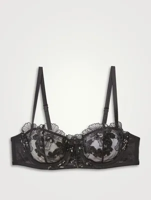 Sequin Violet Embroidery Balconette Bra