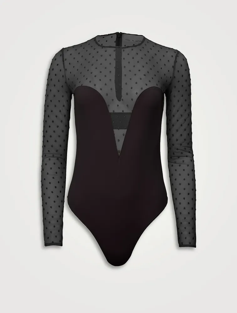 Dotty Jersey Plunge Bodysuit