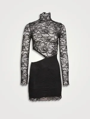 Lace Cut-Out Mini Dress