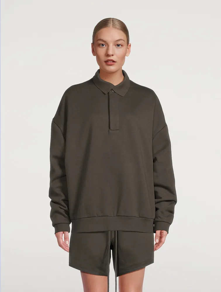 Cotton-Blend Polo Sweatshirt