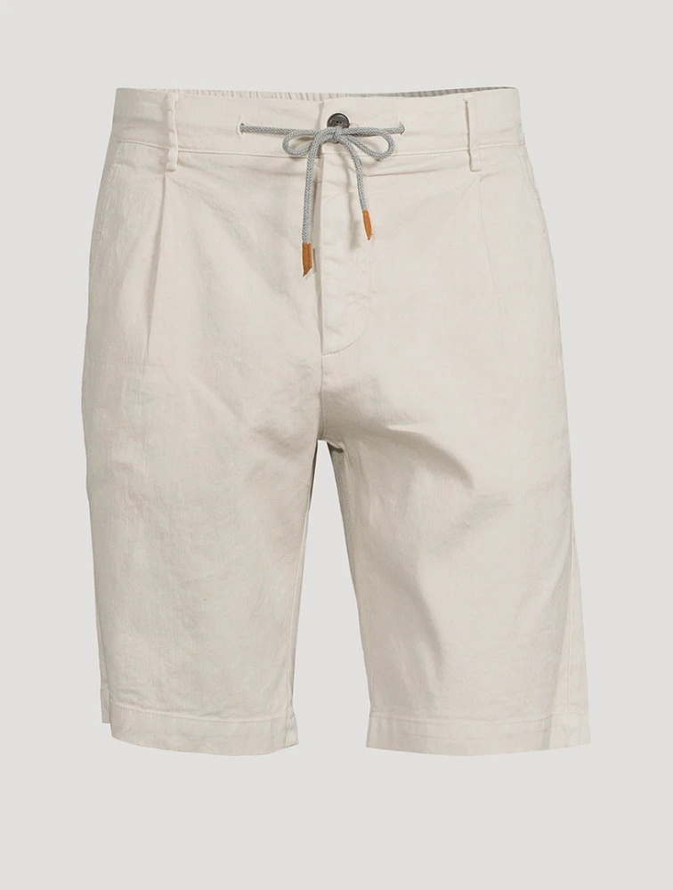 Linen And Cotton Stretch Shorts