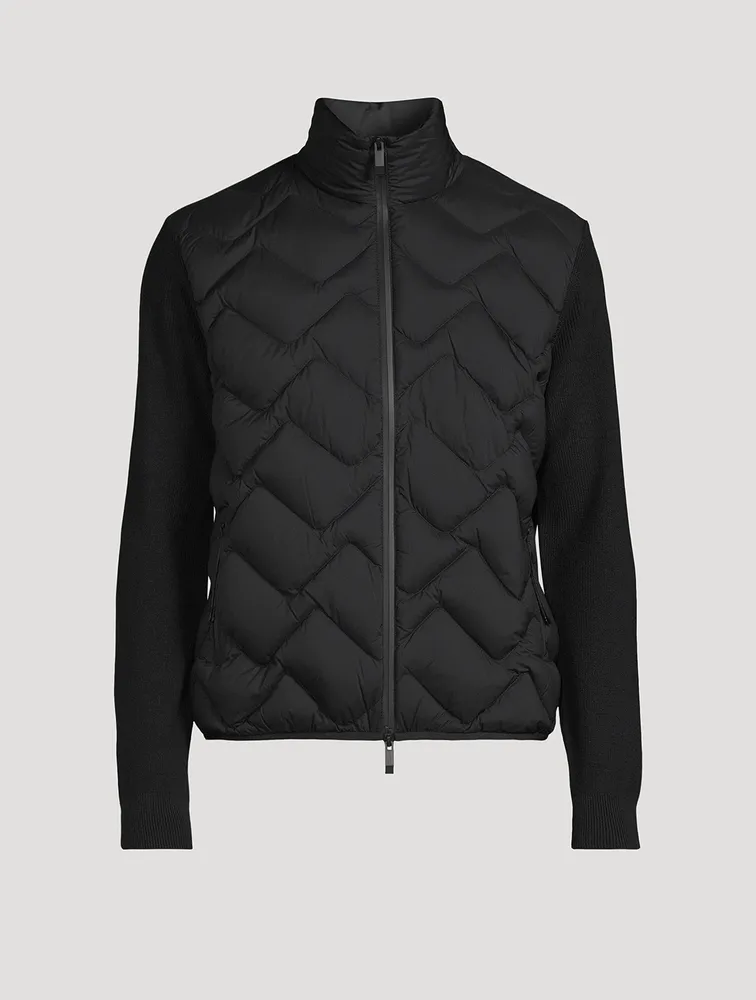 Wool-Blend Down Padded Cardigan