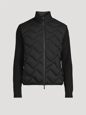 Wool-Blend Down Padded Cardigan