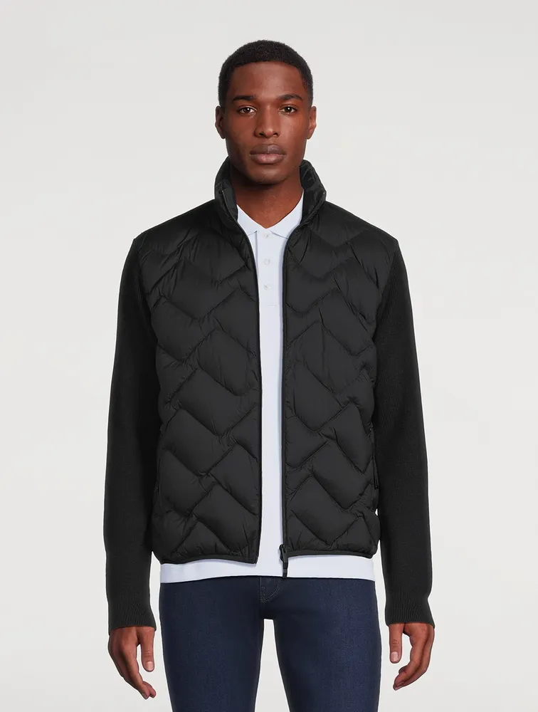 Wool-Blend Down Padded Cardigan