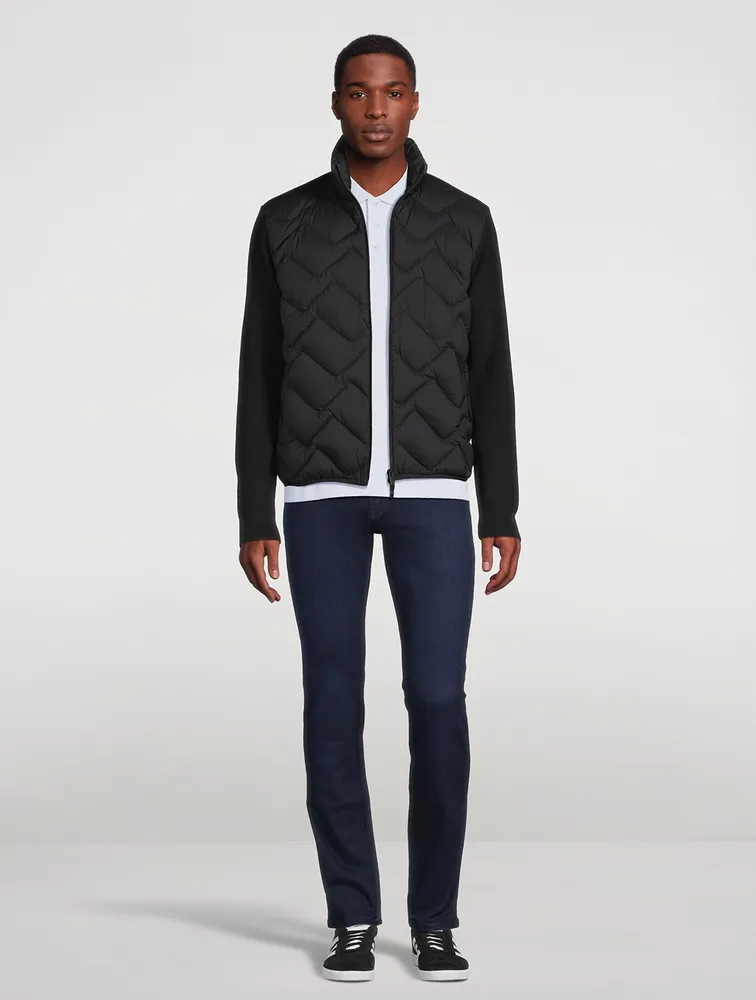 Wool-Blend Down Padded Cardigan