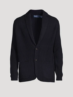 Wool-Blend Blazer Cardigan