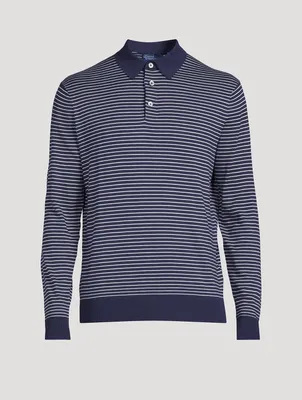 Cotton Polo Sweater Striped Print