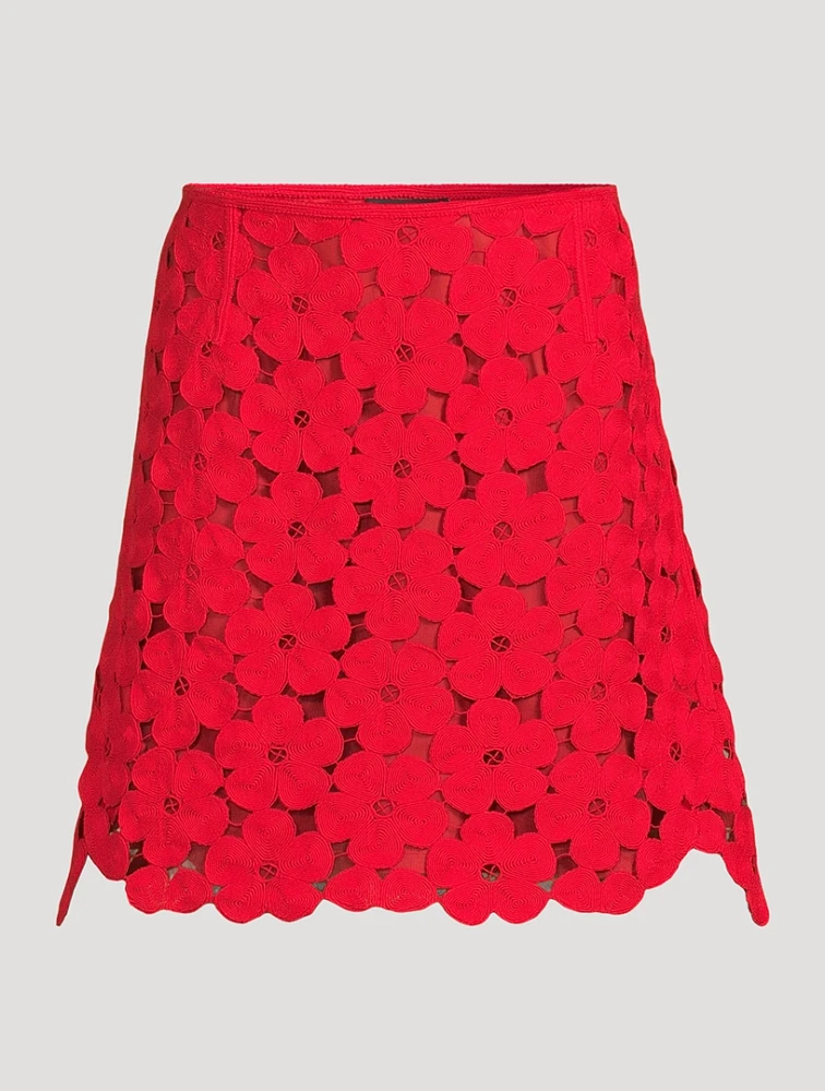Anemones-Embroidered Mini Skirt